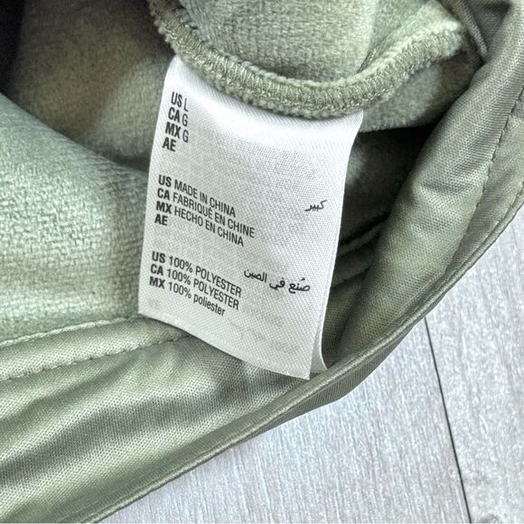 Women's Green Quilted Mixed Media Fleece Trim Jacket L - Picture 5 of 9